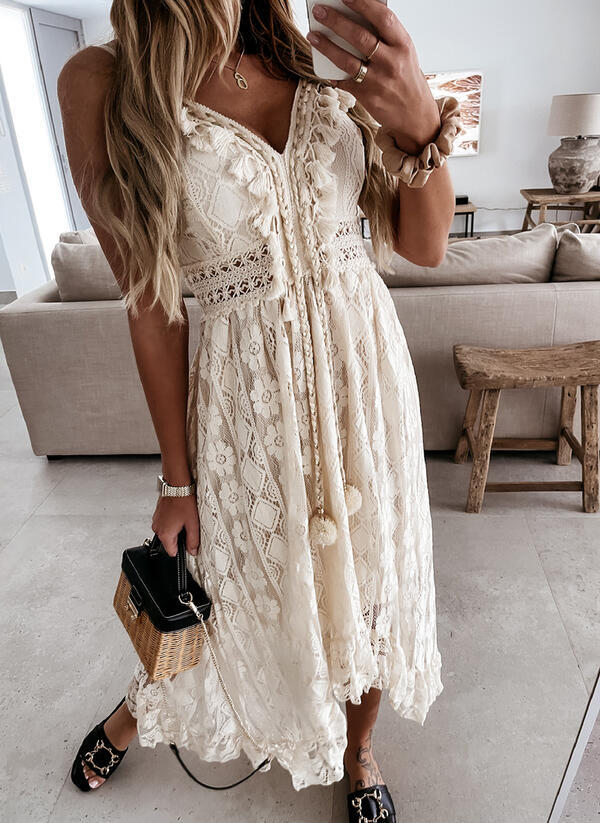 Floral Embroidery Lace Cami Maxi Dress