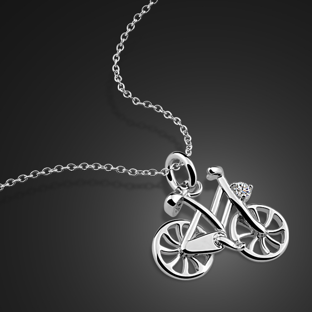 Bicycle Racer Pendant 925 Sterling Silver Corona Sun Jewelry racing bike rider 