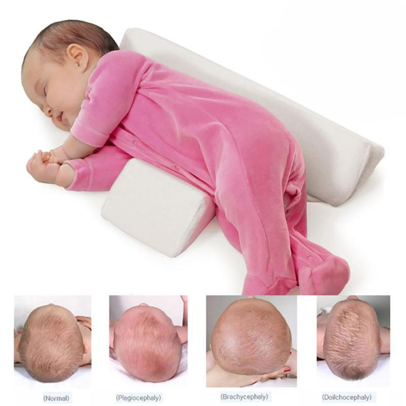 Beisto Baby Anti Roll Side Sleep Pillow Soft Cotton Buckwheat Neck Support Cushion Back Cushion Pillow for Unisex Infant Toddler Anti-turnover Fixed