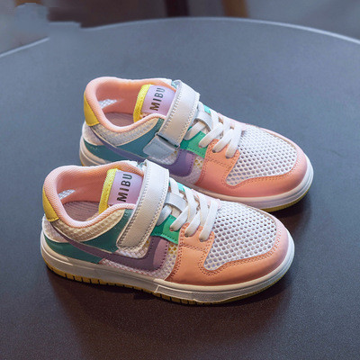 Size: 28, Color: Pink - Children's Breathable Soft Sole Casual Shoes Boys' low Top Hollow Sports Shoes