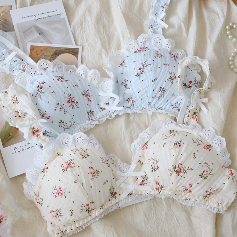 Elegant French Floral Cotton Retro Cotton Underwear Set - CJdropshipping