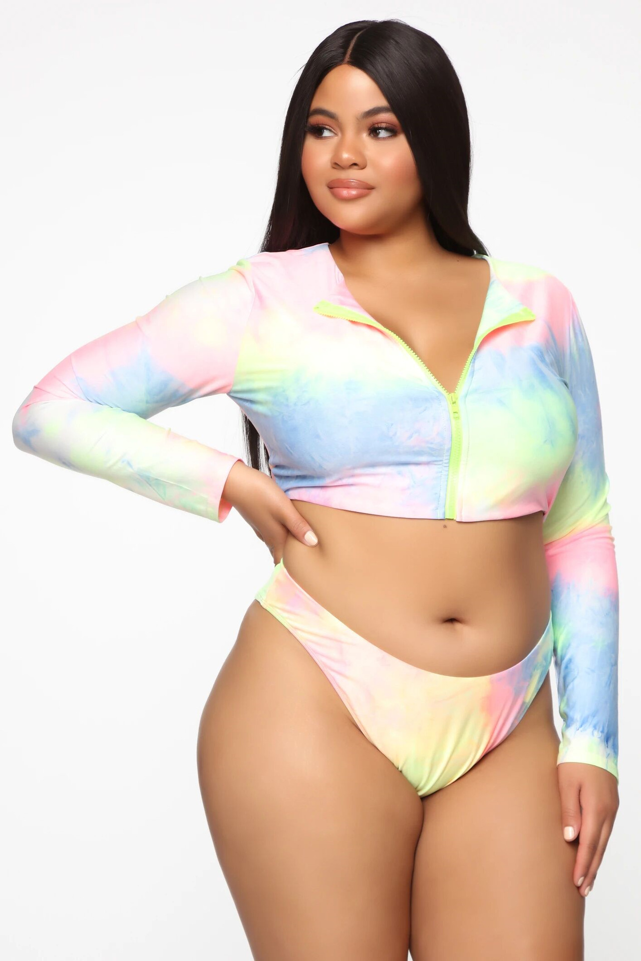 Bikini Long Sleeve Zipper Swimsuit Plus Size Colorful Sexy Plus Size Swimsuit Cjdropshipping 8871