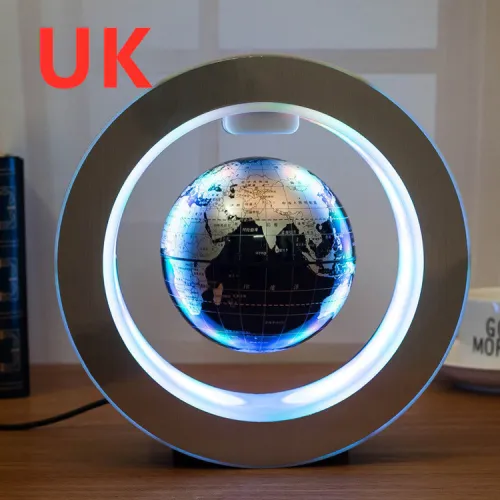 Color: Black English UK - Round LED World Map Floating Globe Magnetic Levitation Light Anti Gravity Magic