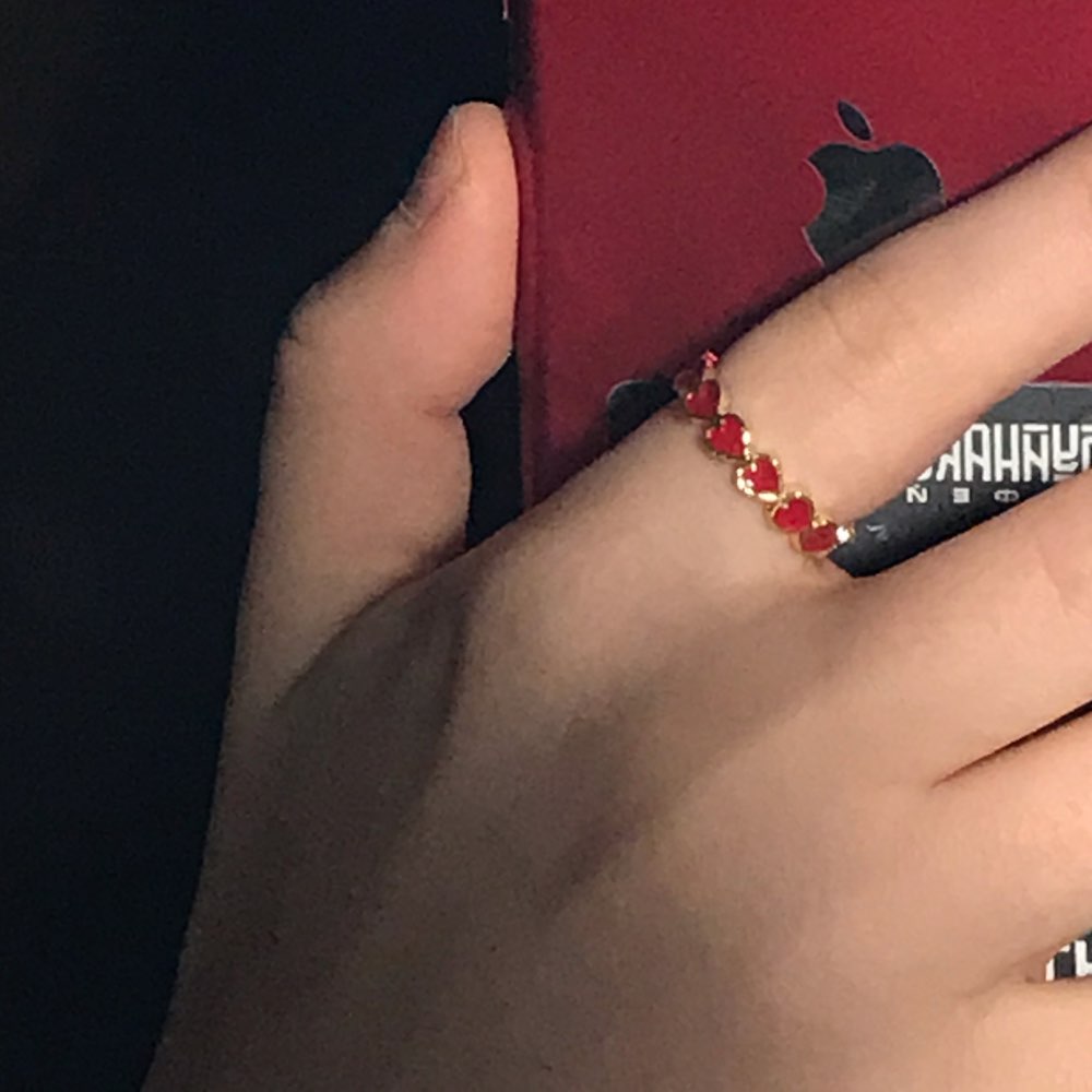 1618844618922 - Alloy Dripping Love Heart Ring Red And Black Peach Heart Ring, Exquisite All-match Bracelet