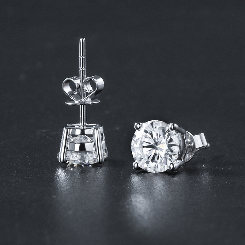 1618890531586 - Platinum Color Four Prong Artificial Diamond Fashion Stud Earrings