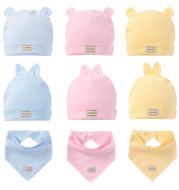Cute Kids Hat Cap with Bibs Candy Solid Colors Boys Girls Baby Beanies Hats Cotton Born Baby Hat