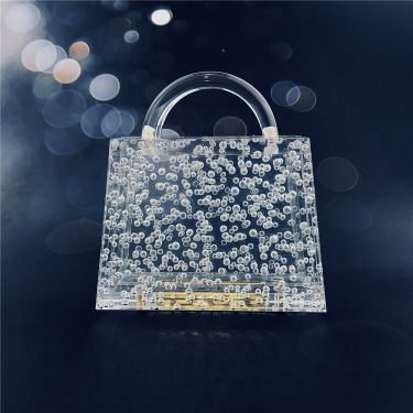 Transparent Bubble Acrylic Evening Bag Women 2020 New Top Handle Clear Clutch Purse Female Acrylic Chain Crystal Handbag Quality—2