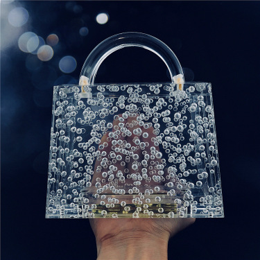 Transparent Bubble Acrylic Evening Bag Women 2020 New Top Handle Clear Clutch Purse Female Acrylic Chain Crystal Handbag Quality—1