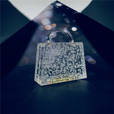 Transparent Bubble Acrylic Evening Bag Women 2020 New Top Handle Clear Clutch Purse Female Acrylic Chain Crystal Handbag Quality—3