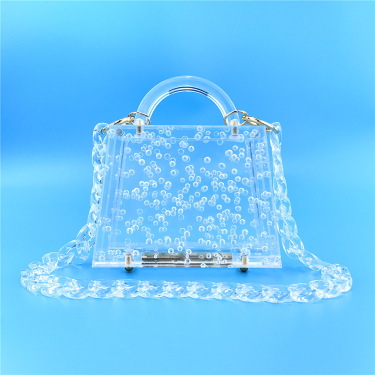 Transparent Bubble Acrylic Evening Bag Women 2020 New Top Handle Clear Clutch Purse Female Acrylic Chain Crystal Handbag Quality—4