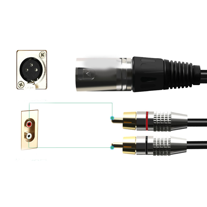 Canon To Dual RCA Audio Line Canon Male And Female To 2 RCA Lotus Line XLR Canon One-point Two-speaker Amplifier