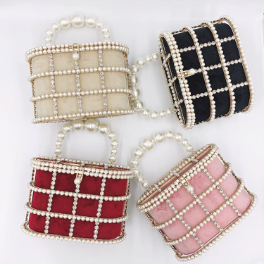 French Small Crowd Bag Large-Capacity Summer Metal Pearl Bag Wild Diagonal Dinner Bag Small Ck Net Red Same Paragraph—1