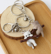 Cute Pet Branch Kitty Bell Buckle Key Chain Q Version Cartoon Farm Cat Keychain