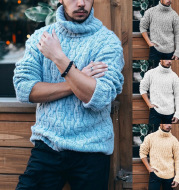Autumn And Winter Plus Size Men'S Turtleneck Sweater Men'S Pullover Sweater