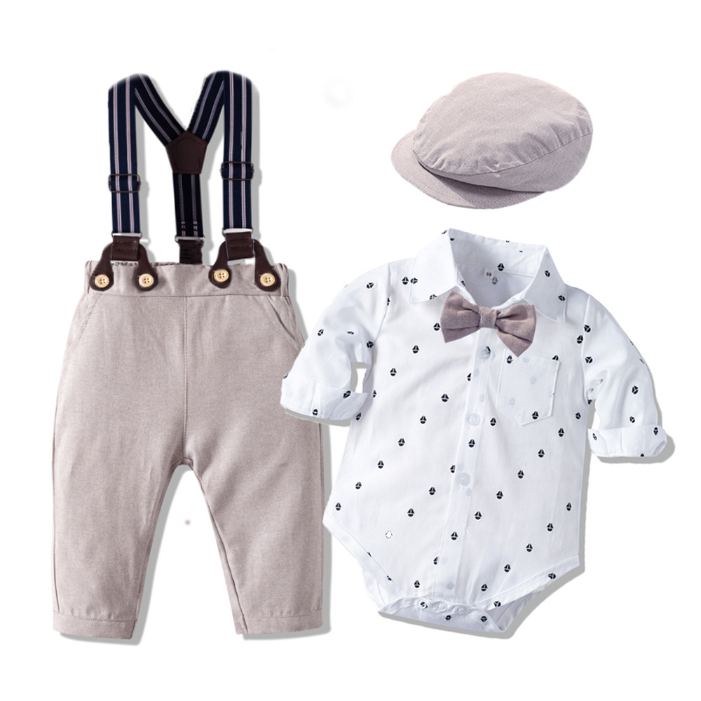 Baby Boys Formal Suit Set 1st Birthday Cake Smash Outfit Romper Bodysuit Onesies Bowtie Cartoon Bloomers Adjustable Suspenders Clothes for Photo Photography Set 