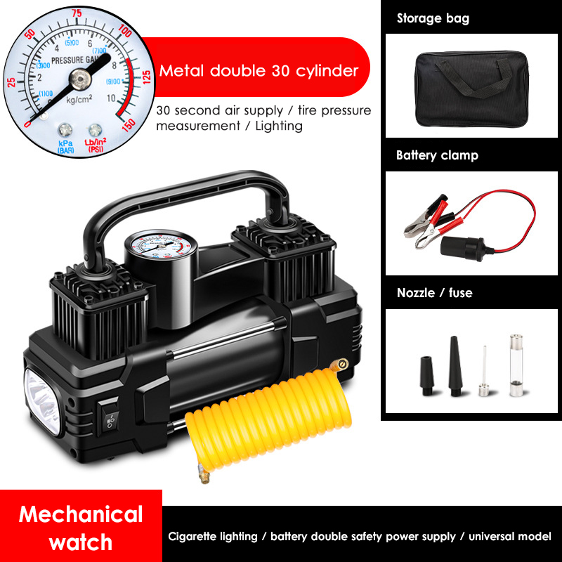 style: Pointer - Dual Cylinder Vehicle Mounted Air Pump Digital Display Dual Cylinder Tire Air Pump With Light Portable Air Pump With Toolbox
