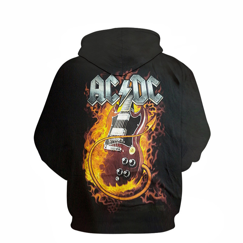 AC DC inspired design print hoodie