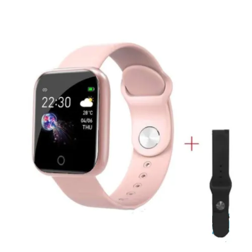 Color: Pink with spare strap - Compatible with Apple , Smart Bracelet Sports Pedometer Blood Pressure Heart Rate Sleep Detection Bluetooth Watch
