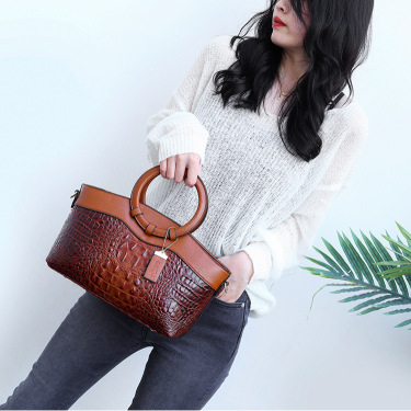 New Style Ladies Handbags European And American Style Fashion Stone Pattern Ring One-Shoulder Diagonal Bag—4