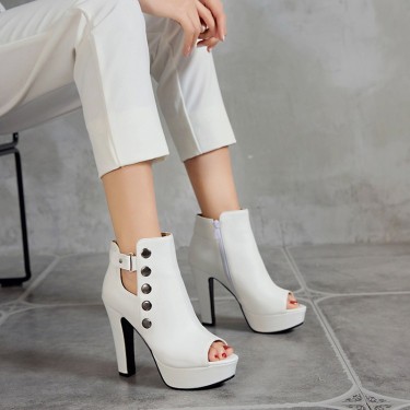 New White Ladies Platform Zipper Shoe Sexy High Heel Fish—1