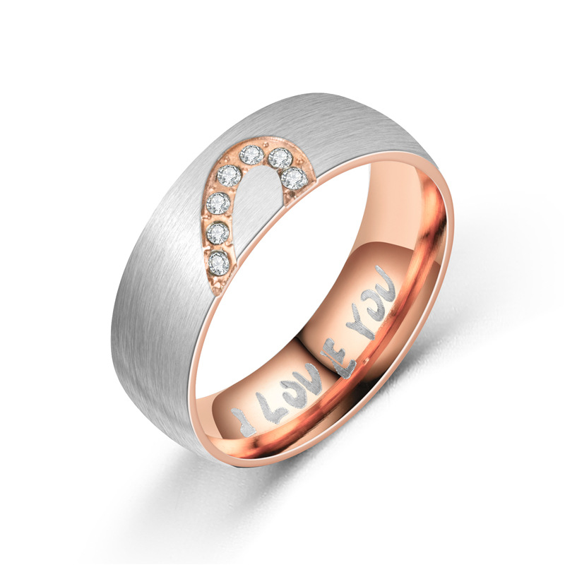 1619509050977 - New Half Peach Heart Couple Ring I LOVE YOU