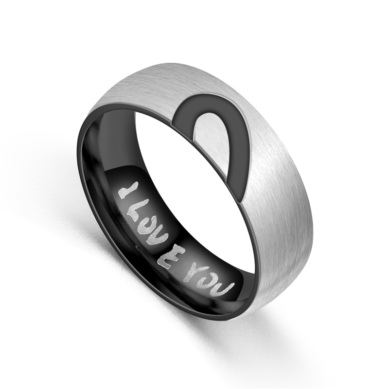 1619509050980 - New Half Peach Heart Couple Ring I LOVE YOU