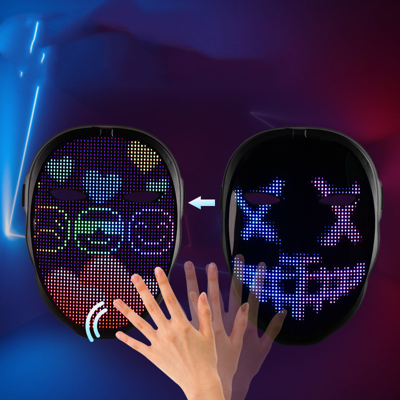 APP Glowing Mask Full-Color Display Flashing Mask Halloween Party Glowing Mask