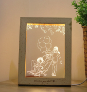 3D LED Photo & Text Custom Table Lamp Wood Photo Frame USB Photo Frame Night