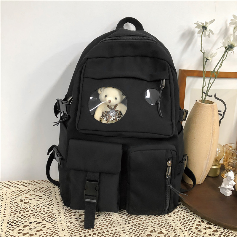 Schoolbag Girl Korean Version, Campus Junior High School High School  Student Backpack New Trendy Backpack/Black 