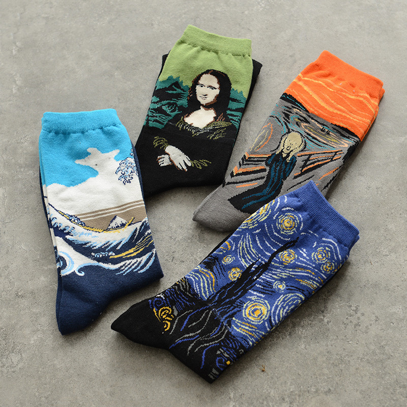 1619938789858 - Moxiao factory direct selling Qiudong men''s socks new personality literature retro world famous painting men''s socks oil painting men''s socks