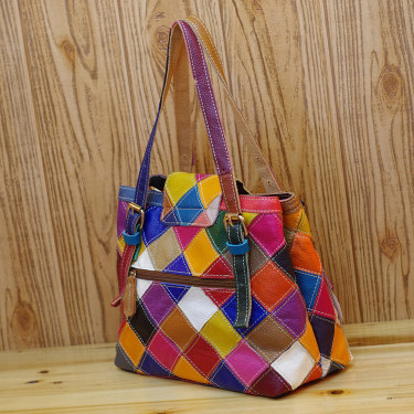 Stitching Color One-Shoulder Diagonal Bag—2