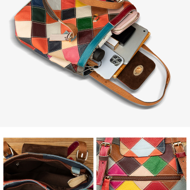 Stitching Color One-Shoulder Diagonal Bag—4