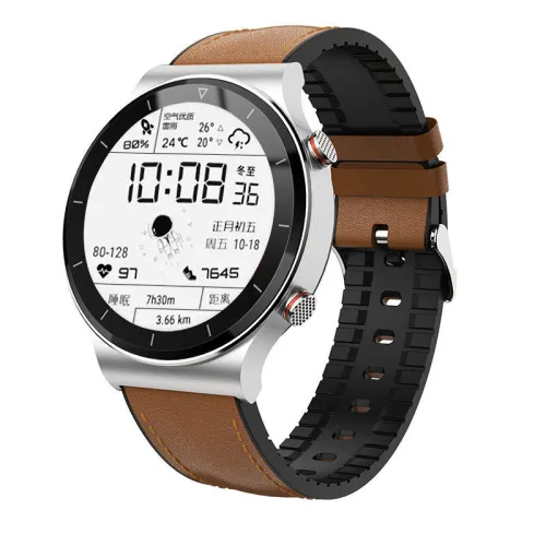 Color: Brown belt with silver case - Smart Watch Male And Female Students Sports Multi-Function