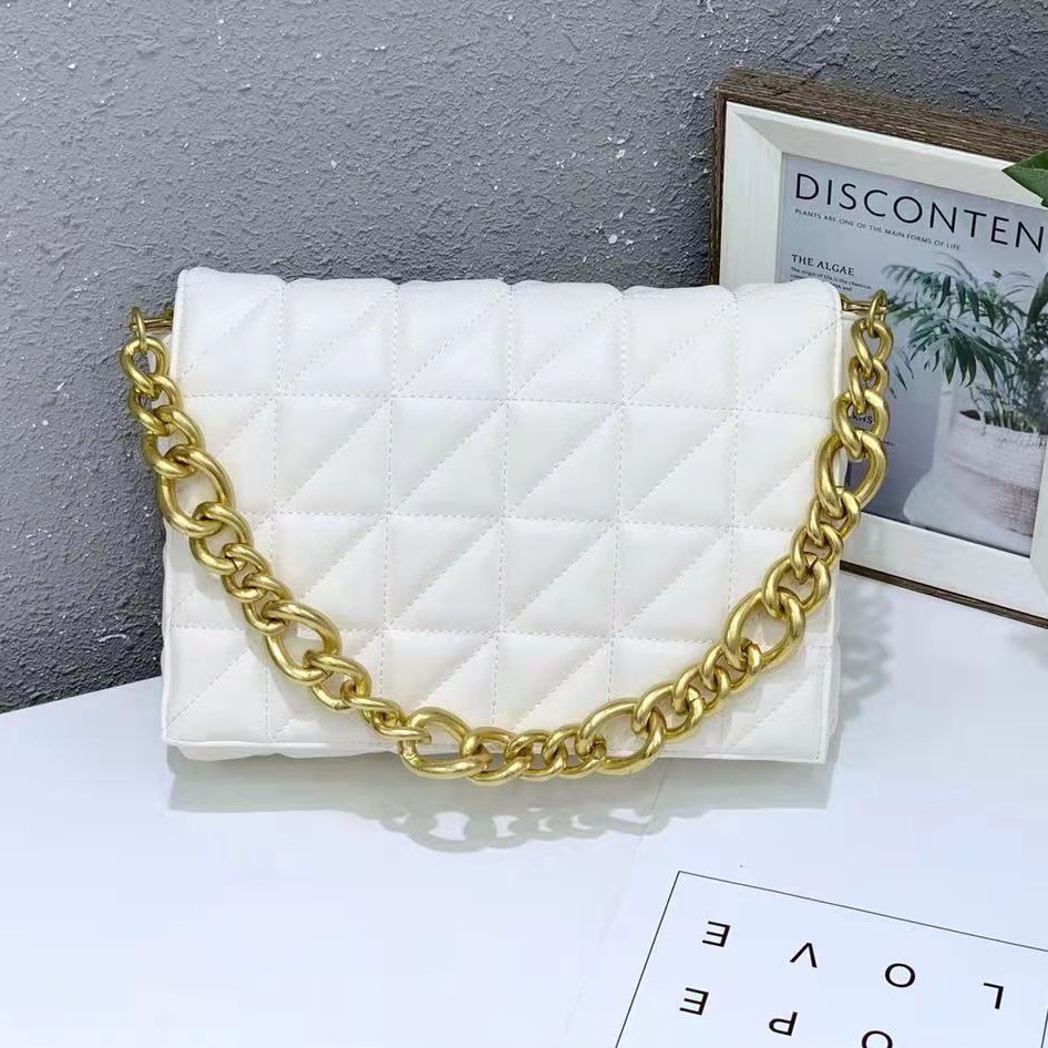 Large Underarm Bag Soft Leather Black Diamond Chain Bag CJdropshipping