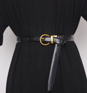 Semi Round Retro Women'S Belt, Women'S Decorative Belt, Double-Sided Cow Leather, Exquisite Versatile Waist Cover And Trousers