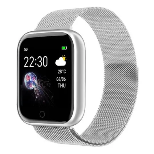 Color: Silver - Compatible with Apple , Smart Bracelet Sports Pedometer Blood Pressure Heart Rate Sleep Detection Bluetooth Watch