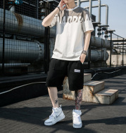 Short Sleeve T-Shirt Suit Men'S 2021 New Fashion Summer A Set Of Casual And Handsome With Trendy Men'S Clothes