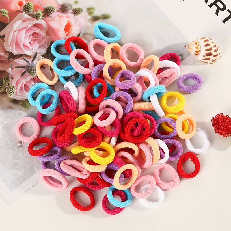 100 Small Towel Ring Bags Korean Candy Color High Elasticity Hair Accessories Head Rope 2Cm