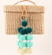 Hand-woven Bag Chain Color Plush Pendant Ethnic Wind Bag Hair Ball Pendant