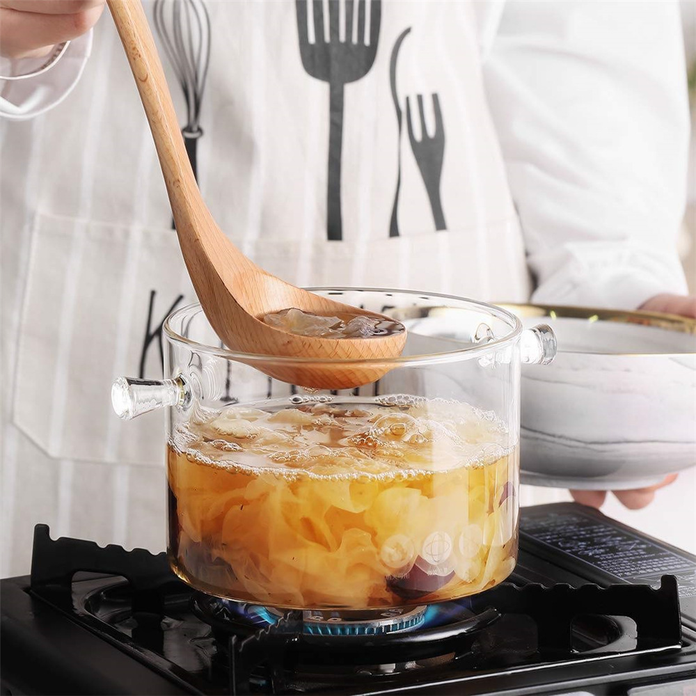  Glass pot Glass Cookware Set transparent double-ear