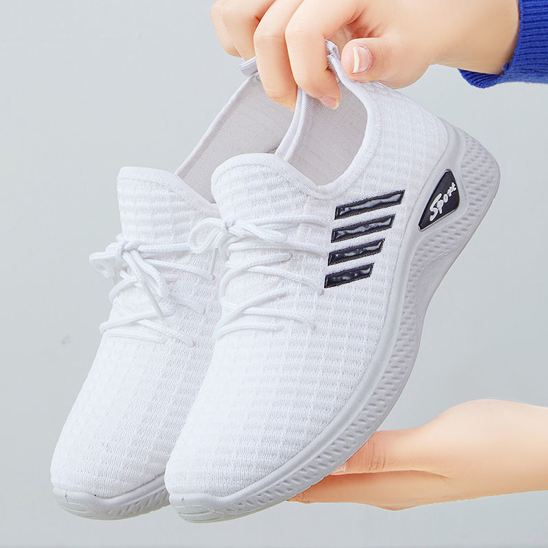 Flying Woven Casual Shoes Women Summer Breathable Mesh Shoes Low