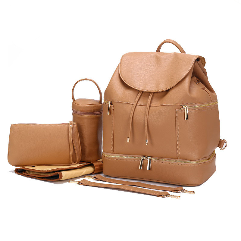 Chocolate Color Top-to-Bottom Vegan Leather Backpack