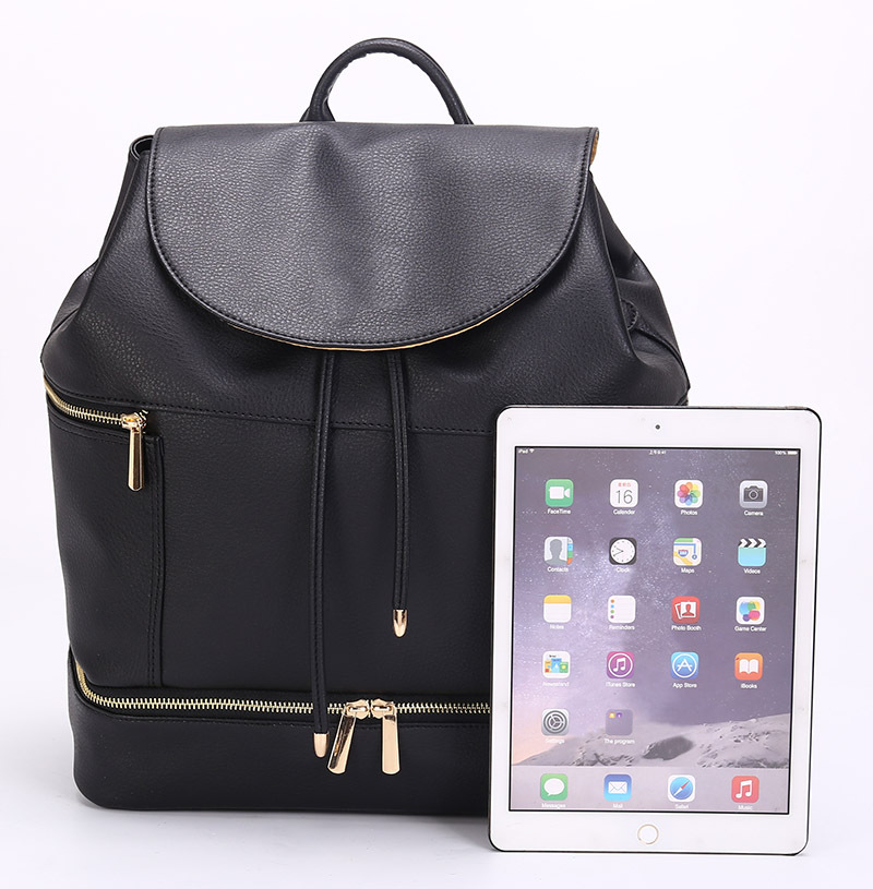 Top-to-Bottom Vegan Leather Backpack With Tablet