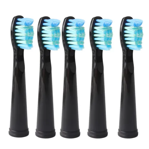 Color: Black spare brush head 5pcs - Seago SG-507 Sonic Adult Electric Toothbrush