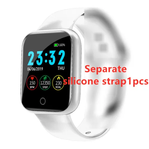 Color: White silicone strap1pcs - Compatible with Apple , Smart Bracelet Sports Pedometer Blood Pressure Heart Rate Sleep Detection Bluetooth Watch