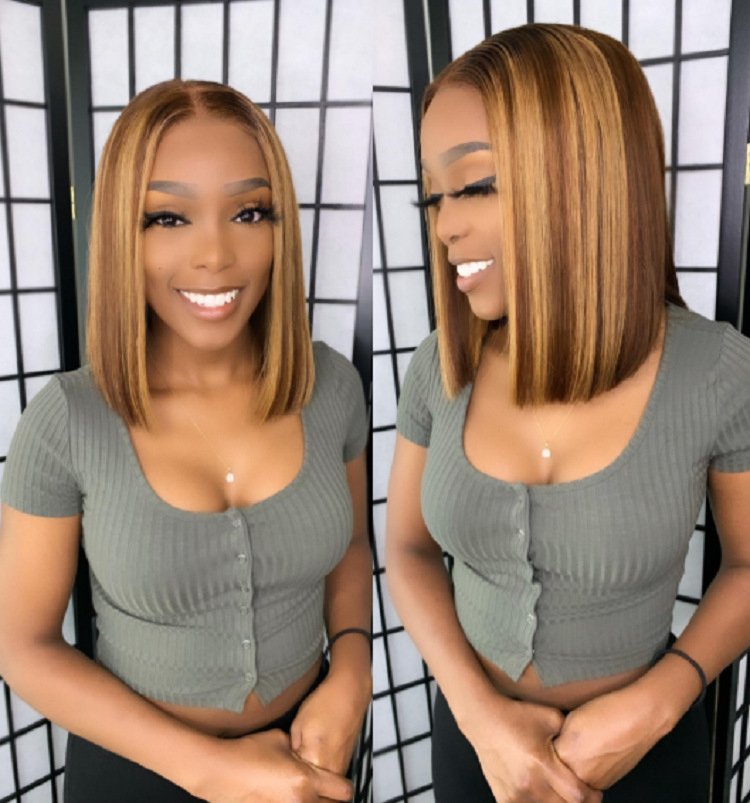 Highlighted Bob Wig Lace Front Wig