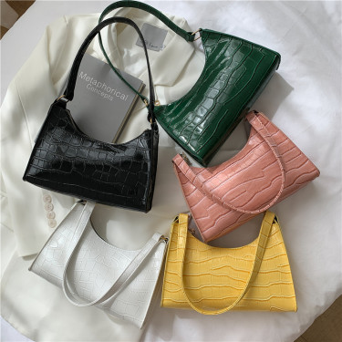 Spot 2021 Spring New Korean Pu Women'S Bag Pure Color Crescent Bag Shoulder Bag—1