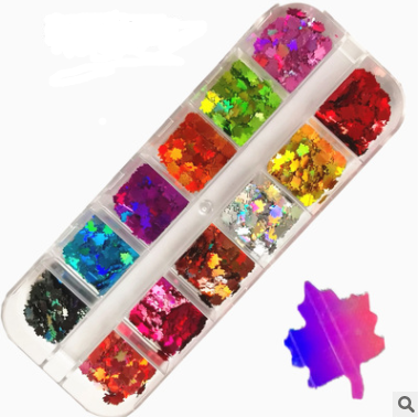 style: 2 Style - Cross-Border Hot Sale Nail Art Butterfly Sequin Thin Net Red Eye Makeup Patch Laser Symphony Glitter Powder 12 Color Set