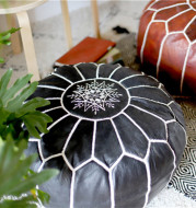 Moroccan Leather Pier Hand-embroidered Sheepskin Futon