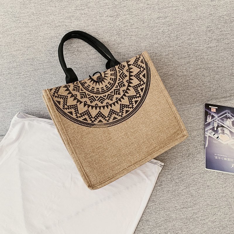 1621048334202 Linen Tote Bag Korean Composite Jute Bag Fashion One-Shoulder Shopping Bag